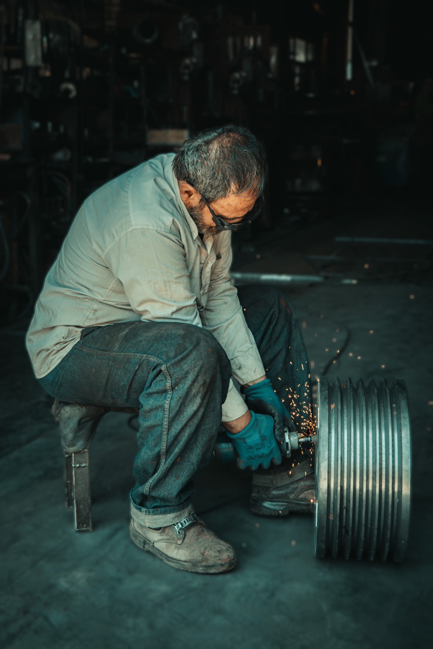 Engineer working with industrial robotics